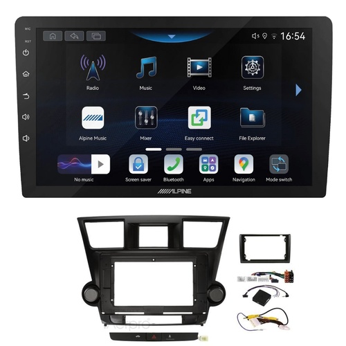 Alpine INE-AW409S 9" Wireless Apple CarPlay and Wireless Android Auto Head Unit with Aerpro AKTO6 9/10 Inch install kit to suit Toyota kluger 2007-201