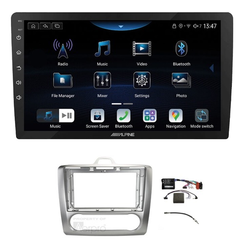 Alpine INE-AX809 9" Wireless Apple CarPlay and Wireless Android Auto Head Unit with Aerpro AKFO8 9 Inch install kit to suit Ford focus 2007-2011