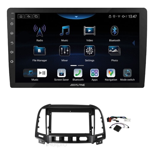 Alpine INE-AX809 9" Wireless Apple CarPlay and Wireless Android Auto Head Unit with Aerpro AKHY19 9 Inch install kit to suit Hyundai santa fe 2006-200