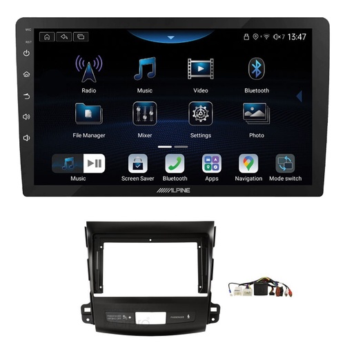 Alpine INE-AX809 9" Wireless Apple CarPlay and Wireless Android Auto Head Unit with Aerpro AKMB11 9 Inch install kit to suit Mitsubishi Peugeot 2010-2