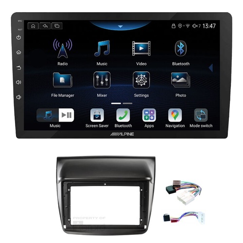 Alpine INE-AX809 9" Wireless Apple CarPlay and Wireless Android Auto Head Unit with Aerpro AKMB23 9 Inch install kit to suit Mitsubishi triton 2007-20