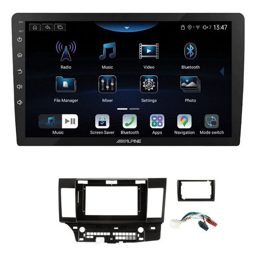 Alpine INE-AX809 9" Wireless Apple CarPlay and Wireless Android Auto Head Unit with Aerpro AKMB24 9/10 Inch install kit to suit Mitsubishi lancer 2007