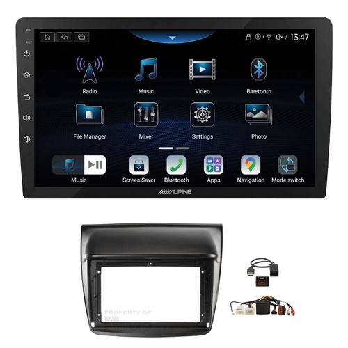 Alpine INE-AX809 9" Wireless Apple CarPlay and Wireless Android Auto Head Unit with Aerpro AKMB26 9 Inch install kit to suit Mitsubishi triton & chall