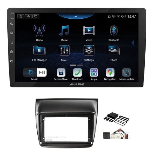 Alpine INE-AX809 9" Wireless Apple CarPlay and Wireless Android Auto Head Unit with Aerpro AKMB3 9 Inch install kit to suit Mitsubishi triton & challe