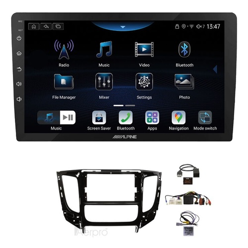 Alpine INE-AX809 9" Wireless Apple CarPlay and Wireless Android Auto Head Unit with Aerpro AKMB8 9 Inch install kit to suit Mitsubishi triton 2016-201