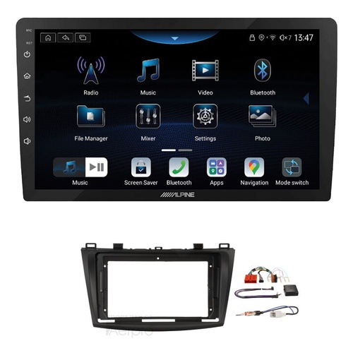 Alpine INE-AX809 9" Wireless Apple CarPlay and Wireless Android Auto Head Unit with Aerpro AKMZ4 9 Inch install kit to suit Mazda 3 2009-2013