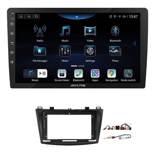 Alpine INE-AX809 9" Wireless Apple CarPlay and Wireless Android Auto Head Unit with Aerpro AKMZ5 9 Inch install kit to suit Mazda 3 2009-2013 bose amp