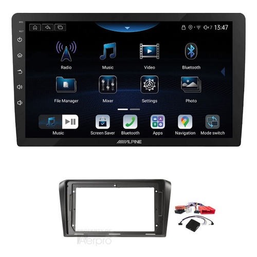 Alpine INE-AX809 9" Wireless Apple CarPlay and Wireless Android Auto Head Unit with Aerpro AKMZ6 9 Inch install kit to suit Mazda 3 2004-2009
