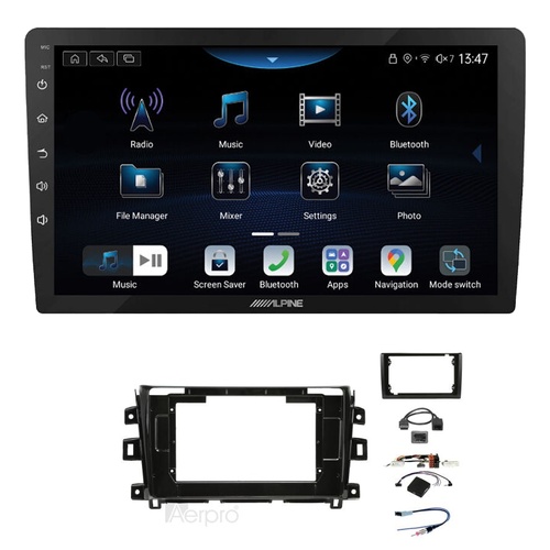 Alpine INE-AX809 9" Wireless Apple CarPlay and Wireless Android Auto Head Unit with Aerpro AKNI12 9/10 Inch install kit to suit Nissan navara 2015-202