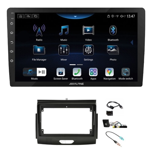 Alpine INE-AX809 9" Wireless Apple CarPlay and Wireless Android Auto Head Unit with Aerpro AKTFO6 9 Inch install kit to suit Ford ranger & everest 201