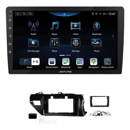 Alpine INE-AX809 9" Wireless Apple CarPlay and Wireless Android Auto Head Unit with Aerpro AKTO2 9/10 Inch install kit to suit Toyota hilux 2015-2020