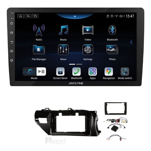Alpine INE-AX809 9" Wireless Apple CarPlay and Wireless Android Auto Head Unit with Aerpro AKTO3 9/10 Inch install kit to suit Toyota hilux 2020-