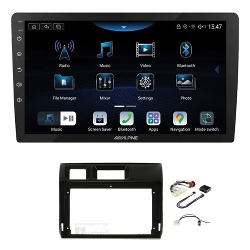 Alpine INE-AX809 9" Wireless Apple CarPlay and Wireless Android Auto Head Unit with Aerpro AKTO35 9 Inch install kit to suit Toyota landcruiser 70 ser