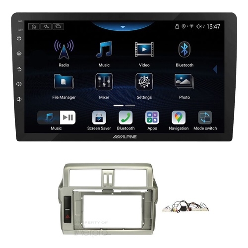 Alpine INE-AX809 9" Wireless Apple CarPlay and Wireless Android Auto Head Unit with Aerpro AKTO36 10 Inch install kit to suit Toyota prado 2014-2017