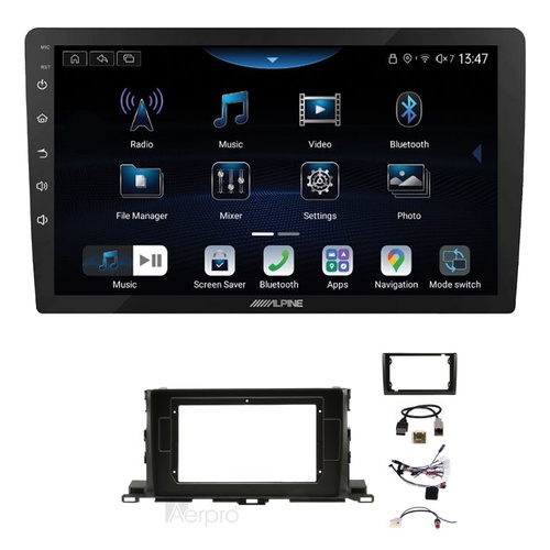 Alpine INE-AX809 9" Wireless Apple CarPlay and Wireless Android Auto Head Unit with Aerpro AKTO38 9/10 Inch install kit to suit Toyota kluger 2014-201