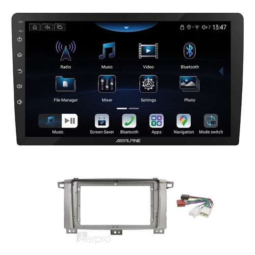 Alpine INE-AX809 9" Wireless Apple CarPlay and Wireless Android Auto Head Unit with Aerpro AKTO40 9 Inch install kit to suit Toyota landcruiser 100 20