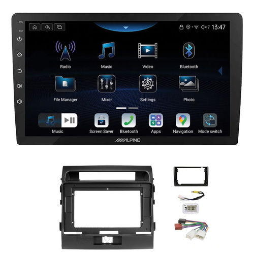 Alpine INE-AX809 9" Wireless Apple CarPlay and Wireless Android Auto Head Unit with Aerpro AKTO41 9/10 Inch install kit to suit Toyota landcruiser 200