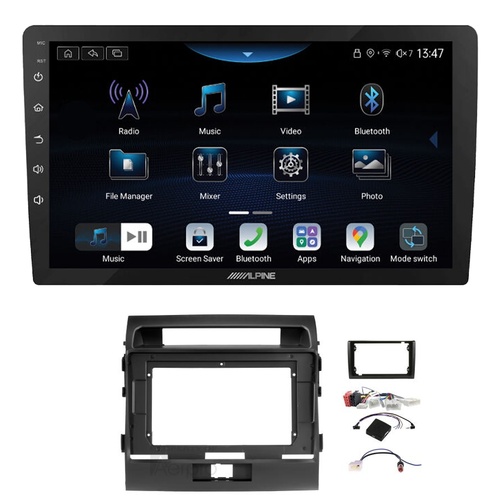 Alpine INE-AX809 9" Wireless Apple CarPlay and Wireless Android Auto Head Unit with Aerpro AKTO43 9/10 Inch install kit to suit model Toyota landcruis