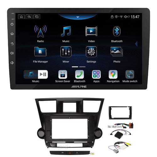 Alpine INE-AX809 9" Wireless Apple CarPlay and Wireless Android Auto Head Unit with Aerpro AKTO45 9/10 Inch install kit to suit Toyota kluger grande 2