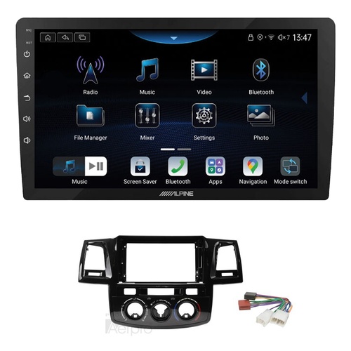 Alpine INE-AX809 9" Wireless Apple CarPlay and Wireless Android Auto Head Unit with Aerpro AKTO49 9 Inch install kit to suit Toyota hilux pre 2011