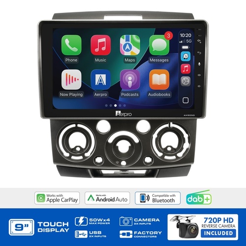 Aerpro AMDFO1 9" Wireless CarPlay & Android Auto Multimedia Kit To Suit Ford Ranger 2006-2011 & Mazda BT-50 2007-2011