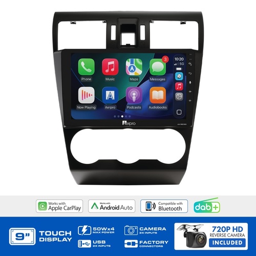 Aerpro AMDSU1 9" CarPlay & Android Auto Kit To Suit Subaru Forester, Impreza & XV (No Factory 6.1" Screen)