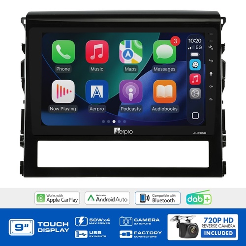 Aerpro AMDTO26 9" Wireless CarPlay & Android Auto Multimedia Kit To Suit Toyota LandCruiser 200 Series 2016-2021