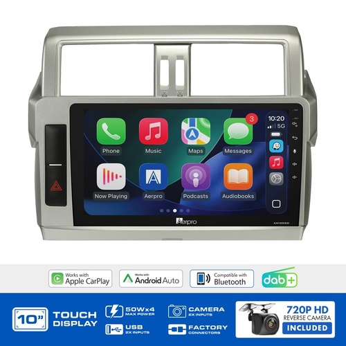 Aerpro AMDTO47 10" Wireless CarPlay & Android Auto Multimedia Kit To Suit Toyota Prado GXL 2014-2017