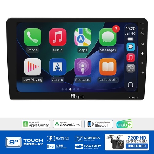 Aerpro AMDVW14 9" Wireless CarPlay & Android Auto Multimedia Kit To Suit Volkswagen Various Models 2015-on (With Factory MIB-PQ Unit)