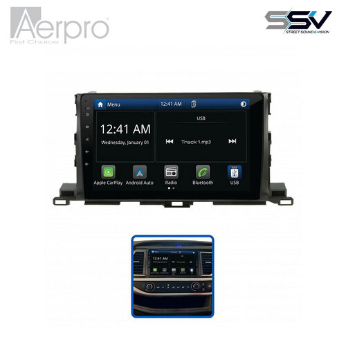 Aerpro AMTO38 10" Multimedia receiver to suit Toyota kluger 2014-19 - 360 camera models