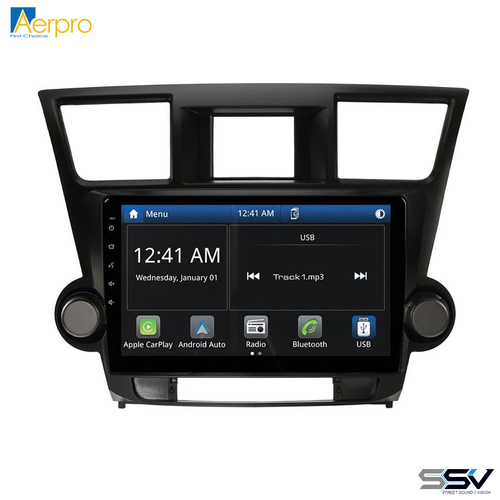 Aerpro AMTO7 10" Wireless Apple CarPlay Android Auto Head Unit To Suit Toyota Kluger Grande 2007-2013 Amplified