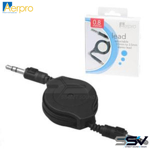 Aerpro API36R 3.5mm to 3.5mm retractable stereo lead 0.8m