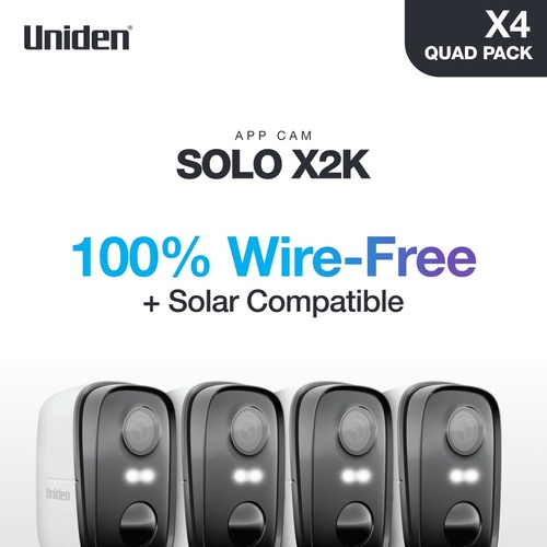 Uniden App Cam SOLO X2K-4 2K Wire-Free Security Camera Quad Pack