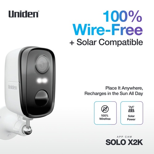 Uniden App Cam SOLO X2K 2K Wire-Free Security Camera with Spotlight