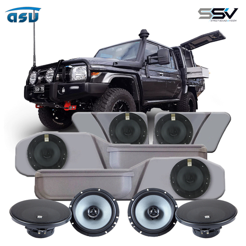 ASV 6.5" Front & Rear Door Speaker Panel With Morel Maximo Ultra 602 Coax Speakers To Suit 79 Series Dual Cab Toyota Landcruiser