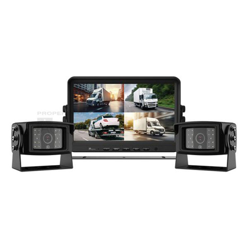 Aerpro AVK10QT2 10" Heavy duty ahd quad view monitor 1080p 2 camera truck kit with dvr