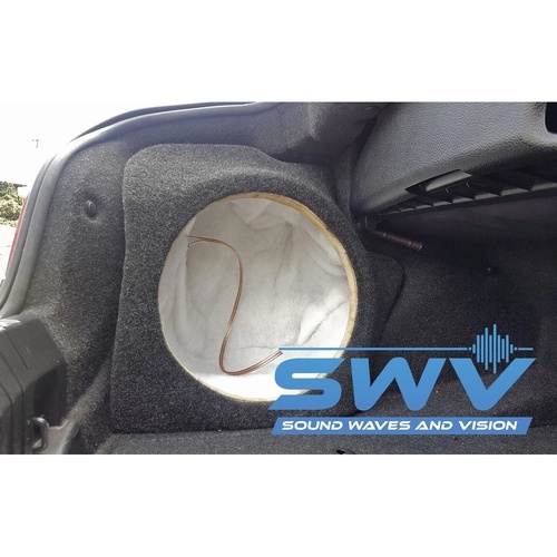 Custom Boot Side Fibreglass 12″ Subwoofer Enclosure To Suit BMW E88 Convertible 