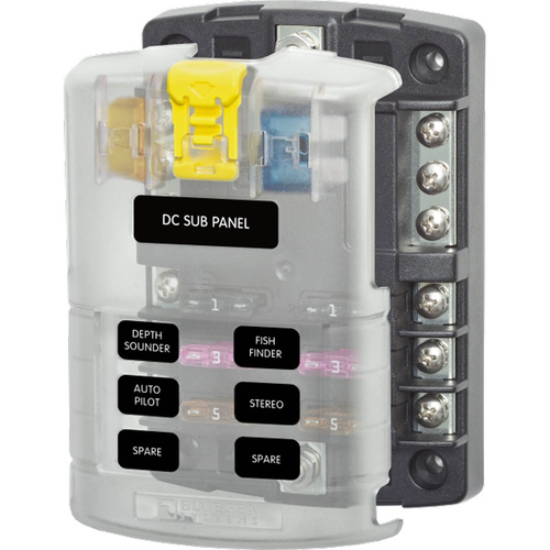 Enerdrive ST Blade Fuse Block – 6 Circuits with Negative Bus and Cover