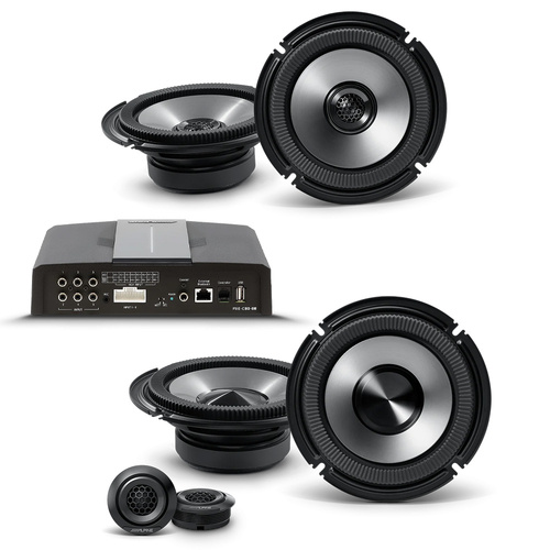 Alpine Premium Sound Upgrade Bundle – 6.5" Coaxial & Component Speakers + 8-Channel DSP Amplifier