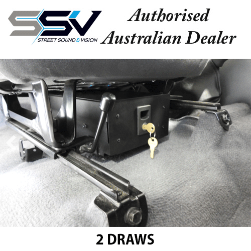 Lockable storage drawers to suit the front seats of the 79 Dual Cab and 76 Wagon Landcruisers (Pair)