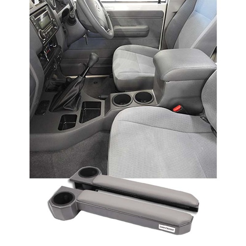 Full Length Center Console with FREE ARMREST to Suit Landcruiser 79 Series Dual Cab & 76 Wagon | DPF & NON DPF Models  (CC-DCFULL-76-79-VDJ-ND-GREY)