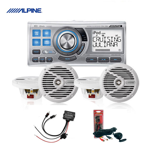 Alpine Marine CDA-118M CD receiver with 4 Coaxial Speakers & BT Receiver