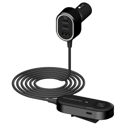 Scosche CPD100EX-SP PowerVolt 100W 6-Port USB-C & USB-A Car Charger with Rear Seat Extension