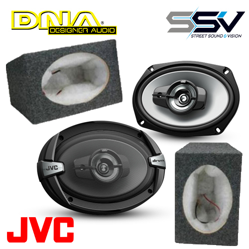 JVC CS-DR693 DR Series 6x9" 3-Way Coaxial Car Speakers with 6X9 MDF BOXES (ASC691)