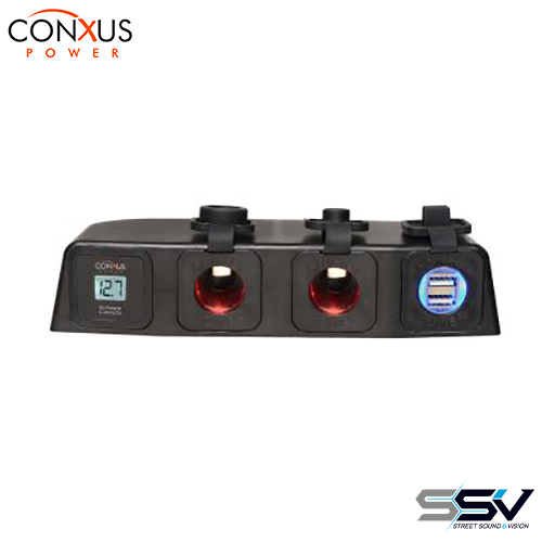 Conxus CX-BS4-CCUV-P Combo - Digital Volt Meter  2 x Ciga  Twin USB prewired BLACK