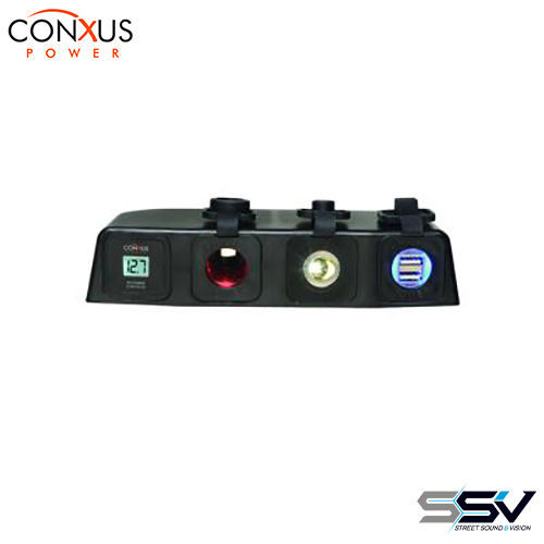 Conxus CX-BS4-CDUV-P Combo Digital Volt Meter  Ciga  DIN  Twin USB prewired BLACK
