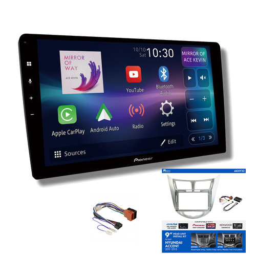 Pioneer DMH-AP6850BT 9" head unit & Aerpro AKHY22 Installation Kit to suit Hyundai accent 2011-2015