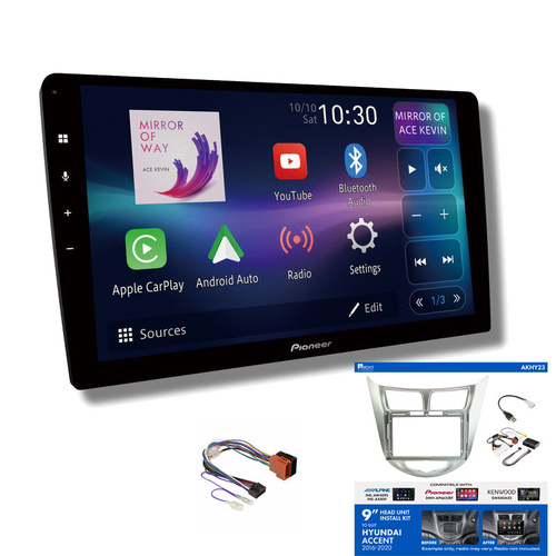 Pioneer DMH-AP6850BT 9" head unit & Aerpro AKHY23 Installation Kit to suit Hyundai accent 2016-2020