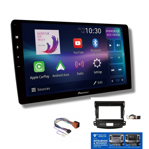 Pioneer DMH-AP6850BT 9" head unit & Aerpro AKMB10 Installation Kit to suit Mitsubishi Peugeot 2007-2010
