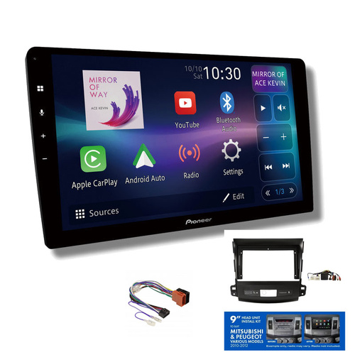 Pioneer DMH-AP6850BT 9" head unit & Aerpro AKMB11 Installation Kit to suit Mitsubishi Peugeot 2010-2012